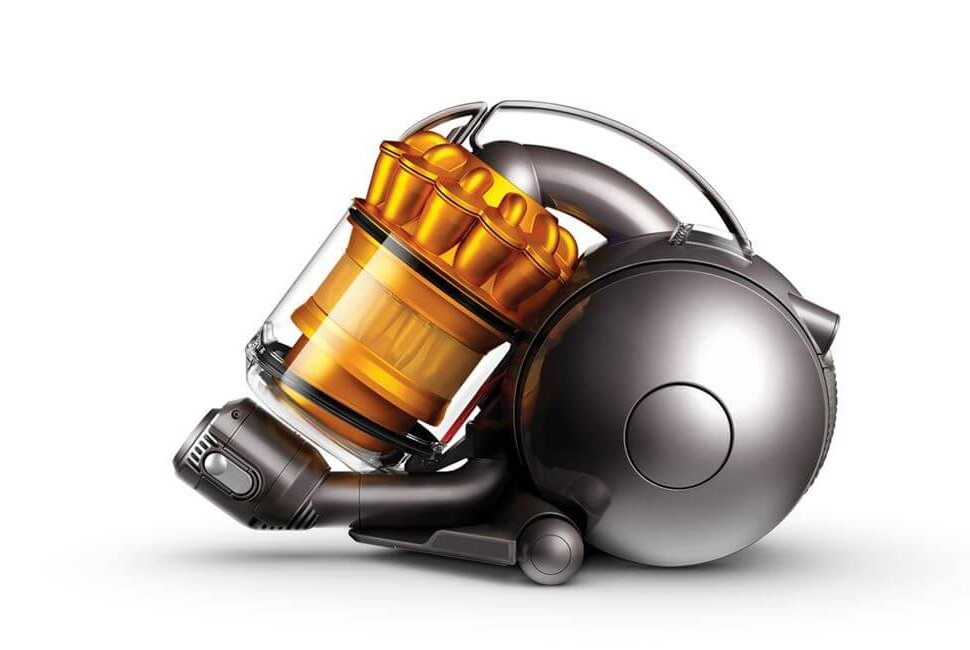 Sleek modern vacuum cleaner with orange cyclonic technology and grey finish, designed for efficient home cleaning